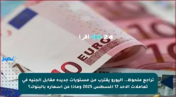 تراجع ملحوظ.. اليورو يقترب من مستويات جديدة مقابل الجنيه في تعاملات الأحد 17 أغسطس 2025 وماذا عن أسعاره بالبنوك؟